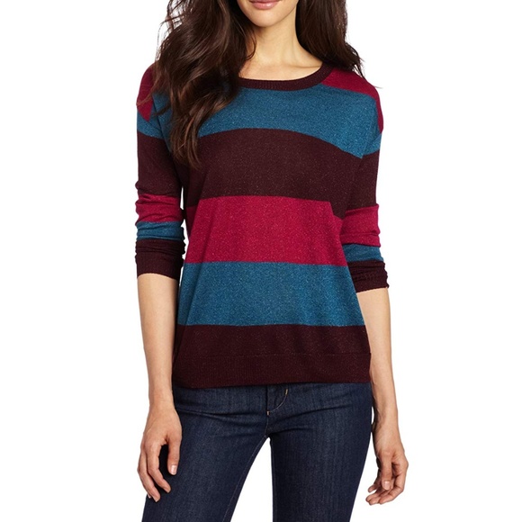 Kensie Sweaters - Kensie Womens Size L Melange Striped Knit Sweater